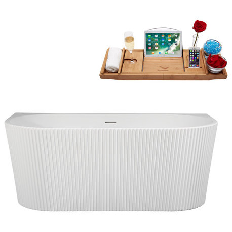 58.5" Streamline B-400-153-BGL Freestanding Tub, Tray & Drain, Brushed Gold