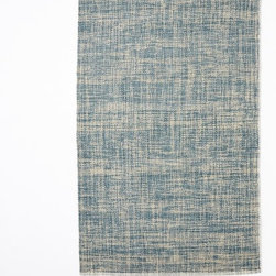 Mid-Century Heathered Basketweave Wool Rug - Midnight - Area Rugs