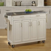 Hawthorne Collections 49" Stainless Top Kitchen Cart in White