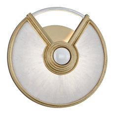 Venturi 14" LED Wall Sconce, Gold Leaf and White Kabibe Shell Shade