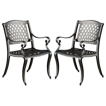 Marietta Outdoor Cast Aluminum Dining Chairs, Set of 2