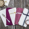 Handcrafted Sustainable Linen Napkins, Set of 4, Indigo Stripe