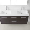 Midori 54" Double Bathroom Vanity,Wenge,White Polymarble Top,Square SinkFaucet