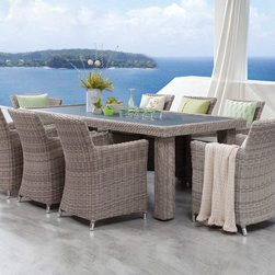 SAVANNAH 9-Pce Outdoor Wicker Dining Set - Outdoor Dining Sets