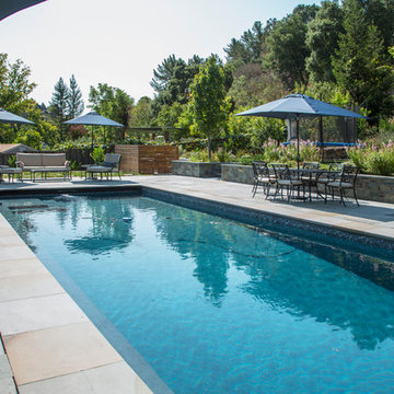 My Houzz: A Family Backyard for Dining, Relaxing, Swimming and Playing