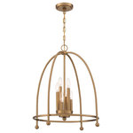 Eurofase - Eurofase Tesia 6 Light 20" Pendant, Brass - A stylishly swanky caged design features an elongated dome shape. The arched rods encircle the lamping inside that is clustered together around a central rod. To complete the design, each rod is furnished with spherical knobs.