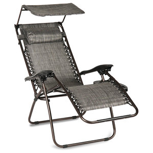 Outsunny Zero Gravity Recliner Lounge Patio Pool Chair Multi Color Zero Gravity Canopy Sunshade Outdoor Lounge Chair With Cup Holder Gray