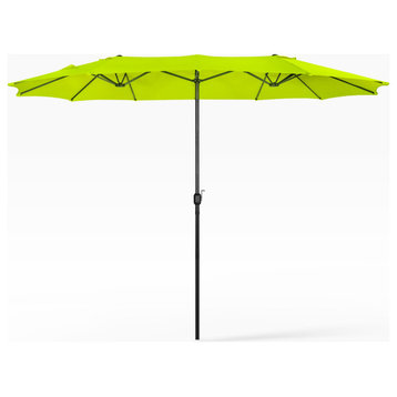 WestinTrends 9Ft Large Double Sided Twin Patio Market Table Umbrella w/Crank, Lime Green