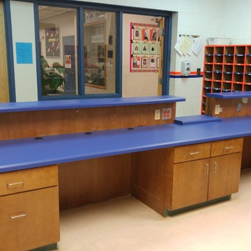 Elementary School Office Counter tops with Custom Cutout