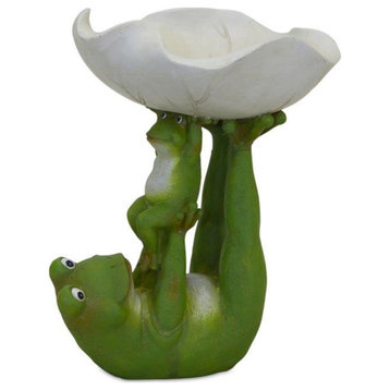 Frogs With Leaf Bowl 7.75"Lx8"H Resin