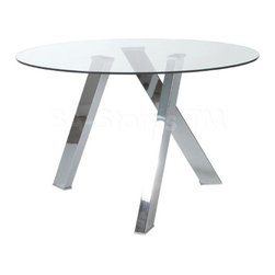 Fridrika Polished Stainless Steel Dining Table with Glass Top - Dining Tables