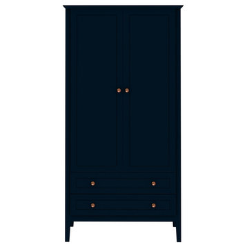 Crown Full Wardrobe With Hanging and 2 Drawers, Tatiana Midnight Blue