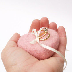 Blushing Handmade Heart Ring Pillow - Home Decor
