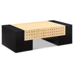 Meridian Furniture - Mondrian Coffee Table, 52" W X 28" D X 16" H - Transform your living space into a stylish and beautiful haven with the exquisite Mondrian Coffee Table. This large stunning piece of furniture boasts a rich two-tone finish of black and natural, which is sure to elevate the aesthetic appeal of your home. Crafted with ash wood veneer, this coffee table exudes durability and sophistication. Its contrasting colors lend a touch of elegance to any room, making it the perfect centerpiece for hosting board games or entertaining guests. Experience the ultimate in functional and fashionable home decor with the Mondrian Coffee Table.