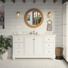 Bella 60" Bathroom Vanity, White, Carrara Marble, Single Vanity