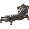 Benzara BM185934 Wooden Chaise Lounge With Wingback, Antique Platinum/Silver