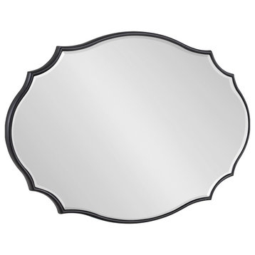 Leanna Scalloped Oval Wall Mirror, Black, 18x24