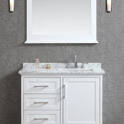 42 inch Single Sink White Bathroom Vanity Set With Mirror - Bathroom Vanities And Sink Consoles
