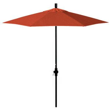 7.5' Patio Umbrella Matted Black Pole Fiberglass Rib Collar Tilt Olefin, Sunset