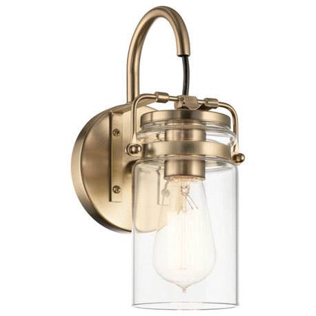 Brinley 5" Clear Glass Champagne Bronze, Wall Sconce, 1-Light