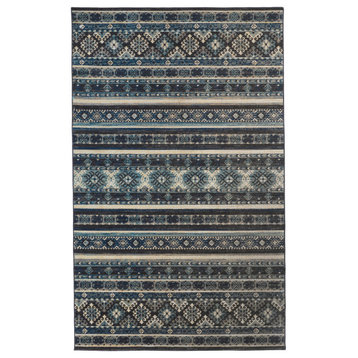 Weave & Wander Kezia Rug, River Blue/Charcoal Gray, 5ft x 8ft
