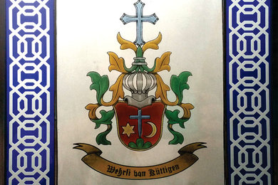 Traditional stained glass hand-painted family crests