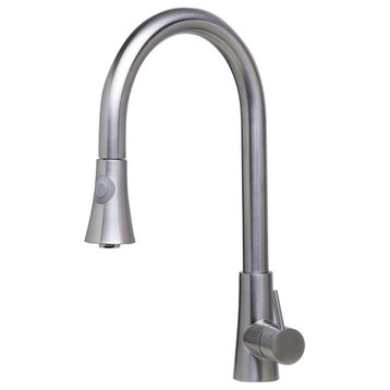 ALFI AB2034-BSS Solid Brushed Stainless Steel Pull Down Single Hole Faucet