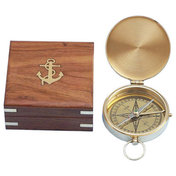 Brass Gentlemen's Compass 4'', Brass Pocket Compass, Nautical Compass, Nauti