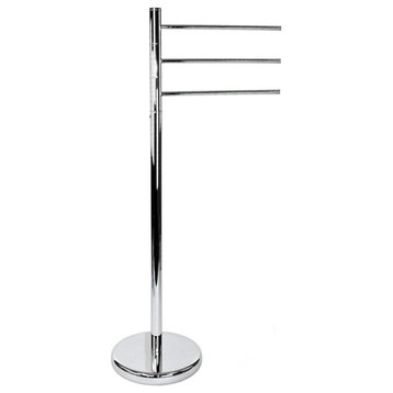 3 Rail Free Standing Chrome Towel Stand