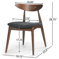 GDF Studio Issaic Mid Century Design Wood Dining Chairs, Set of 2, Charcoal/Walnut
