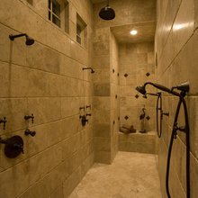Showers indoor luxury and outdoor simple