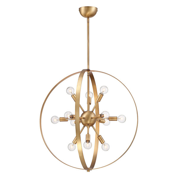 Marly 12 Light Chandelier, Warm Brass