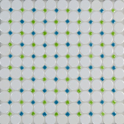1&rdquo; Circles w/1/2x1/2 Mosaic Dot - Mosaic Tile