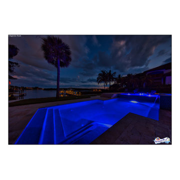 Bennett Nokomis, FL Custom Court Yard Swimming Pool & Spa With Raise Beach Area.