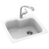 Swan 25x22x9 Solid Surface Kitchen Sink, 1-Hole, White