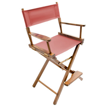 Gold Medal 24" Walnut Contemporary Director's Chair, Nantucket Red