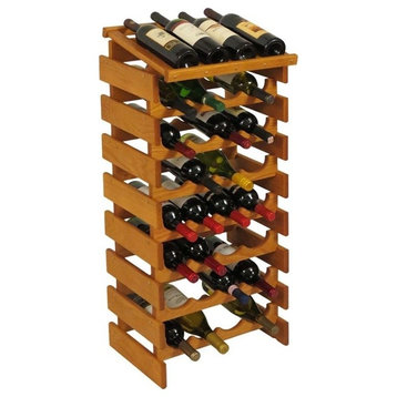 Pemberly Row 8 Tier 32 Bottle Display Wine Rack in Medium Oak