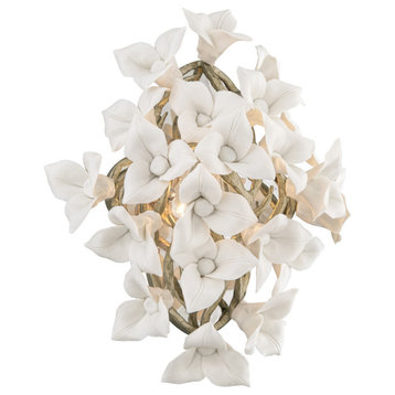 Lily One Light Wall Sconce in Enchanted Silver Leaf