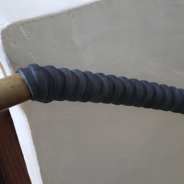 Black Leather Wrapped Brass Handrail