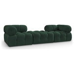 Meridian Furniture - Ames Boucle Fabric Modular Sofa, Green, 3-Piece: 2 Corner Chair, 1 Ottoman - Introduce a touch of modern sophistication to your living area with the exquisite Ames Boucle Fabric Sectional. With plush green boucle fabric and unique design, it will elevate the visual appeal of your living space. This elegant and captivating sectional can be mixed and matched with other pieces from the collection to create an endless array of stunning looks. So, get ready to transform your living area into an inviting and stylish haven with the Ames Boucle Fabric Sectional.
