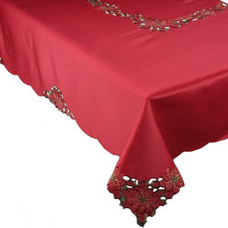Xia Home Fashions - Holiday Spirit Embroidered Cutwork Christmas Tablecloth - Tablecloths