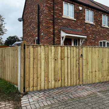 Tall Timber Gate and Closeboard Fence to a Front Boundary