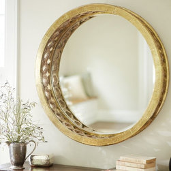 Bentley Round Metal-Clad Mirror. 36"Diam - Wall Mirrors