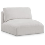 Meridian Furniture - Ease Upholstered Armless, Cream - Ease into comfort when you bring home this Ease armless fabric modular chair. Designed with an uber casual vibe in mind, this plump chair sits low to the floor, making it a simplistically perfect addition to a living room, den, game room, teen's room, or dorm room. An ideal gaming chair for the gamer in your life, this fun chair is part of a modular collection, so you can add it with other items in the Ease collection for a custom arrangement.