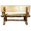 Glacier Country Half Log Bench with Back & Arms, Exterior Stain Finish, 5 ft.