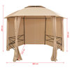 vidaXL Canopy Patio Pavilion Hexagonal Gazebo Outdoor Party Tent with Curtains