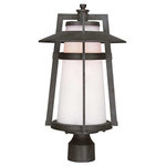 Maxim Lighting - Maxim Lighting Calistoga 1-Light Outdoor Pole/Post Lantern in Adobe - 3530SWAE - Classic, contemporary style of Die Cast aluminum finished in Adobe features an integral hood and Satin White conical shade, which help cast light in a downward direction.
