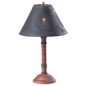 Wood Table Lamp With  Distressed Farmhouse Finishes, Pumpkin