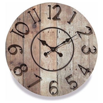 Iconic Farmers Wall Clock, Raised Iron Numerals, Quartz Movement, 27.5"