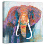 DDCG - "Patient Pachyderm" Canvas Wall Art, 30x30 - This 30x30 premium gallery wrapped canvas features painterly brush strokes and whimsical colors. The wall art is printed on professional grade tightly woven canvas with a durable construction, finished backing, and is built ready to hang. The result is a remarkable piece of wall art that will add elegance and style to any room.